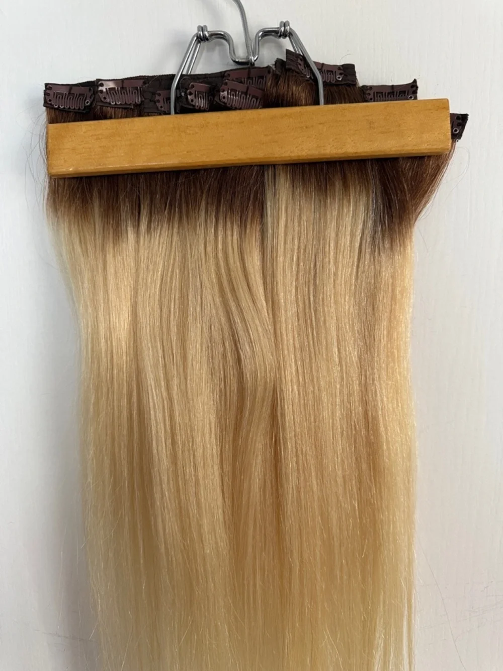 20”Clip-in Human Hair Extensions Ash Brown to Platinum Blonde 9 pcs for Women